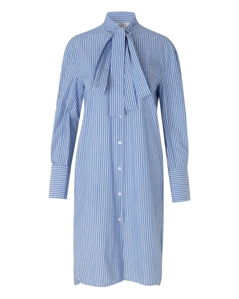 Baum und Pferdgarten Gestreiftes Hemdkleid mit Schleifenkragen - Blau Blau