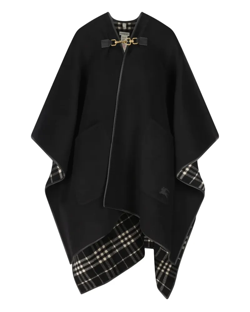 Burberry check-pattern embroidered-logo cape - Schwarz Schwarz