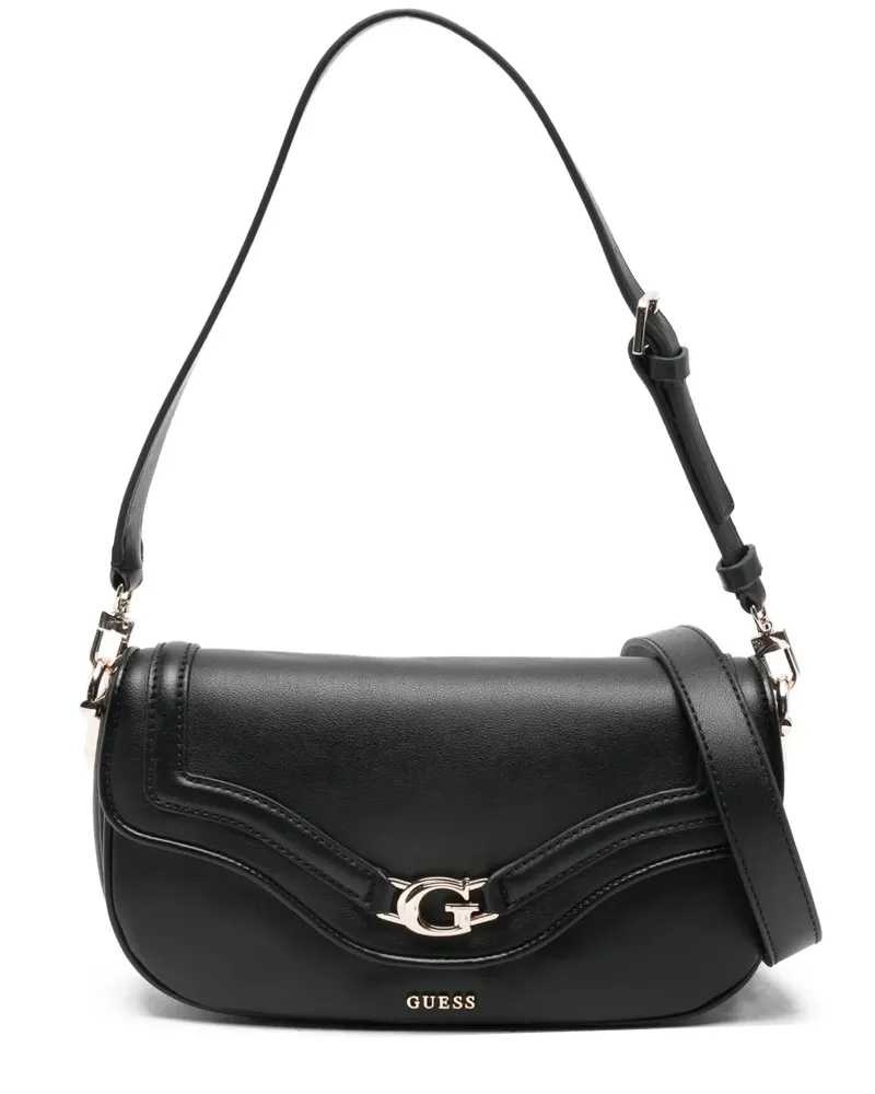 Guess Dea Schultertasche mit Logo-Schild - Schwarz Schwarz