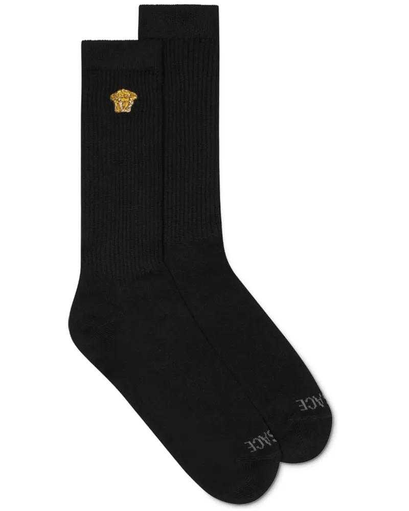 Versace Socken mit Medusa-Stickerei - Schwarz Schwarz
