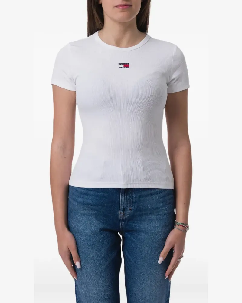 Tommy Hilfiger Geripptes T-Shirt - Weiß Weiß