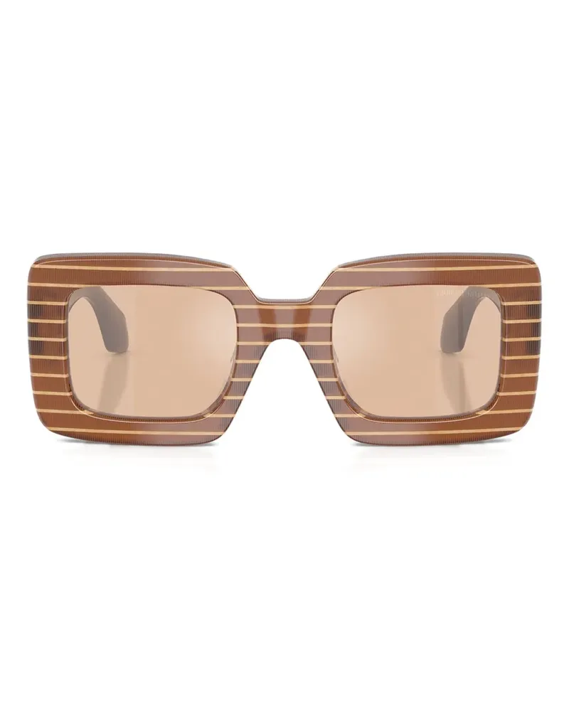 Giorgio Armani Eckige Sonnenbrille mit Streifen - Braun Braun