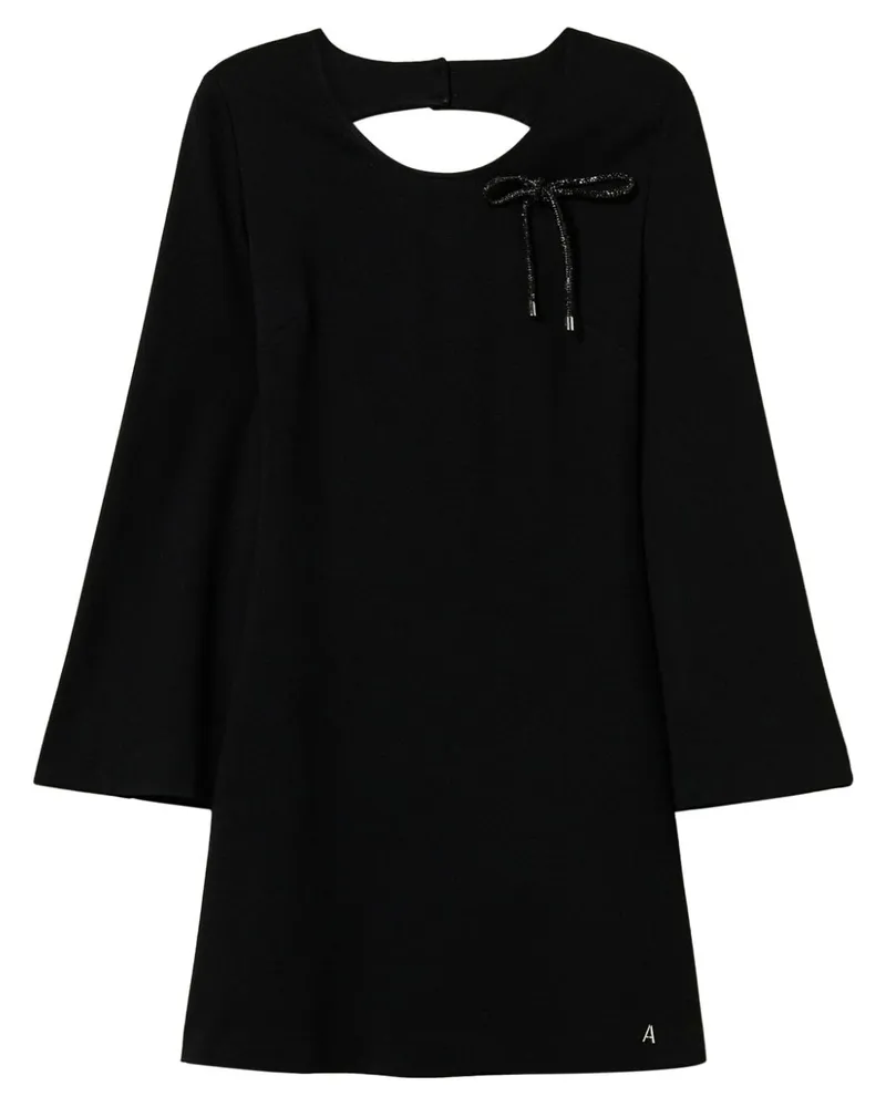 Twin-Set Minikleid mit Strass-Brosche - Schwarz Schwarz