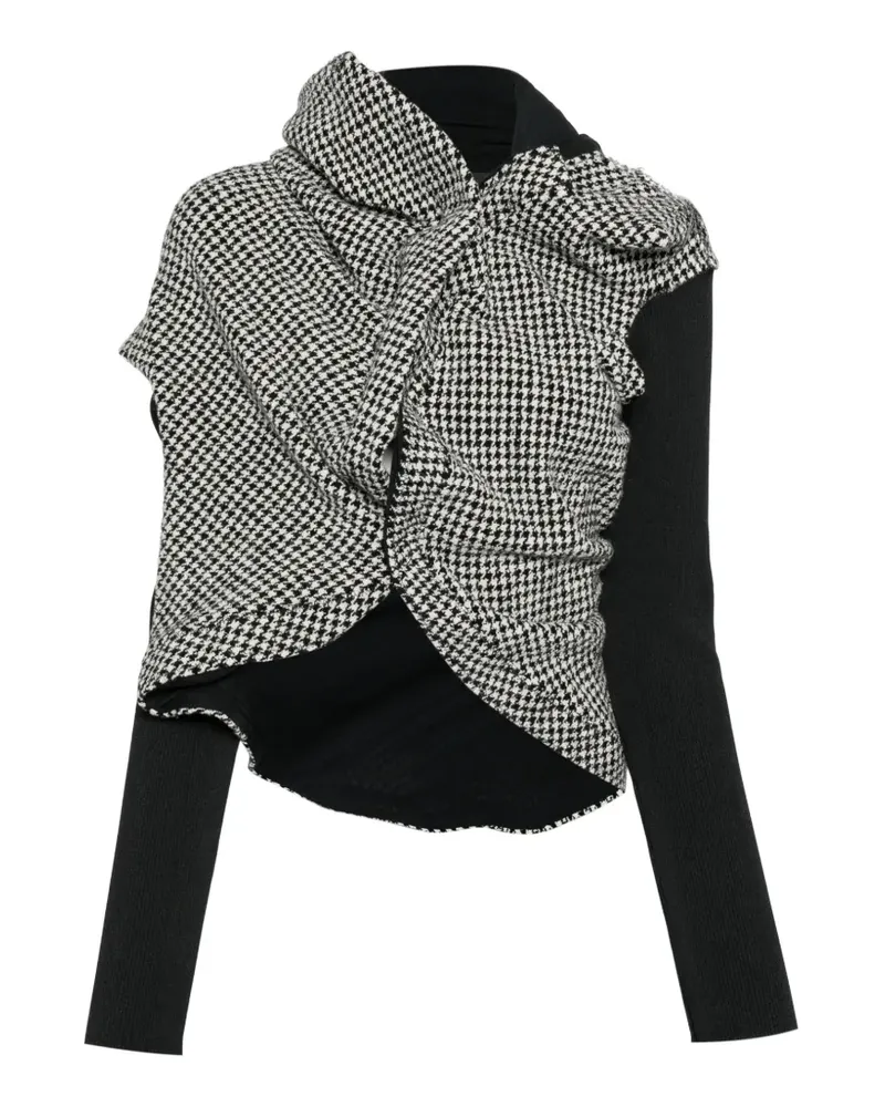 Junya Watanabe houndstooth-pattern draped jacket - Schwarz Schwarz