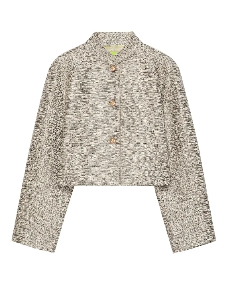 Shanghai Tang sequin-embellished cropped tweed jacket - Grau Grau