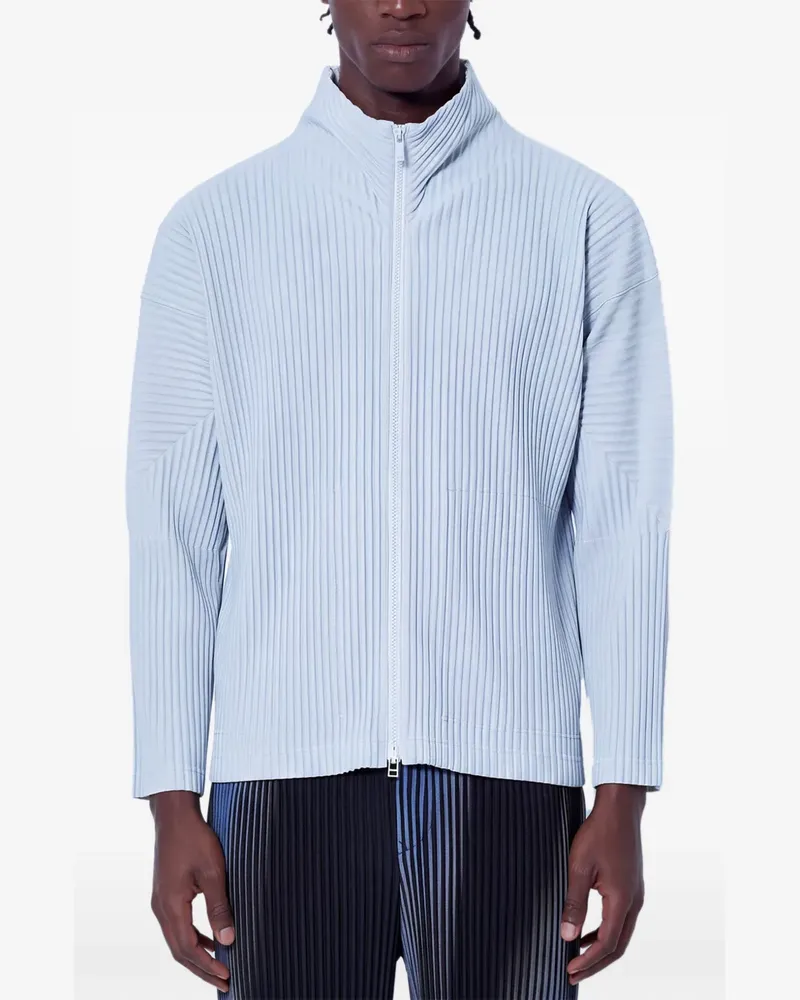 Issey Miyake pleated zip-up jacket - Grau Grau