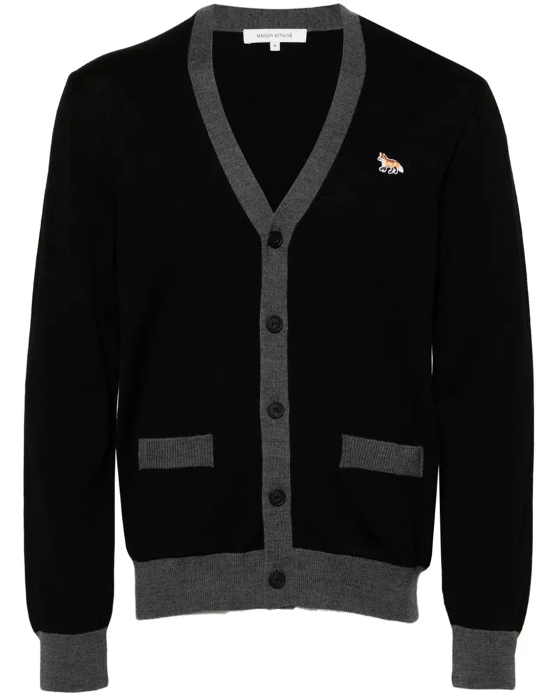 Kitsuné Cardigan mit Fuchs-Patch - Schwarz Schwarz
