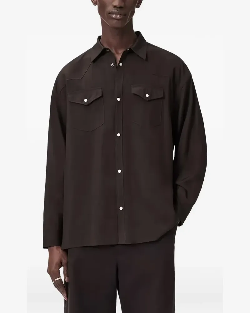 AllSaints Pickett oversized western-style shirt - Braun Braun