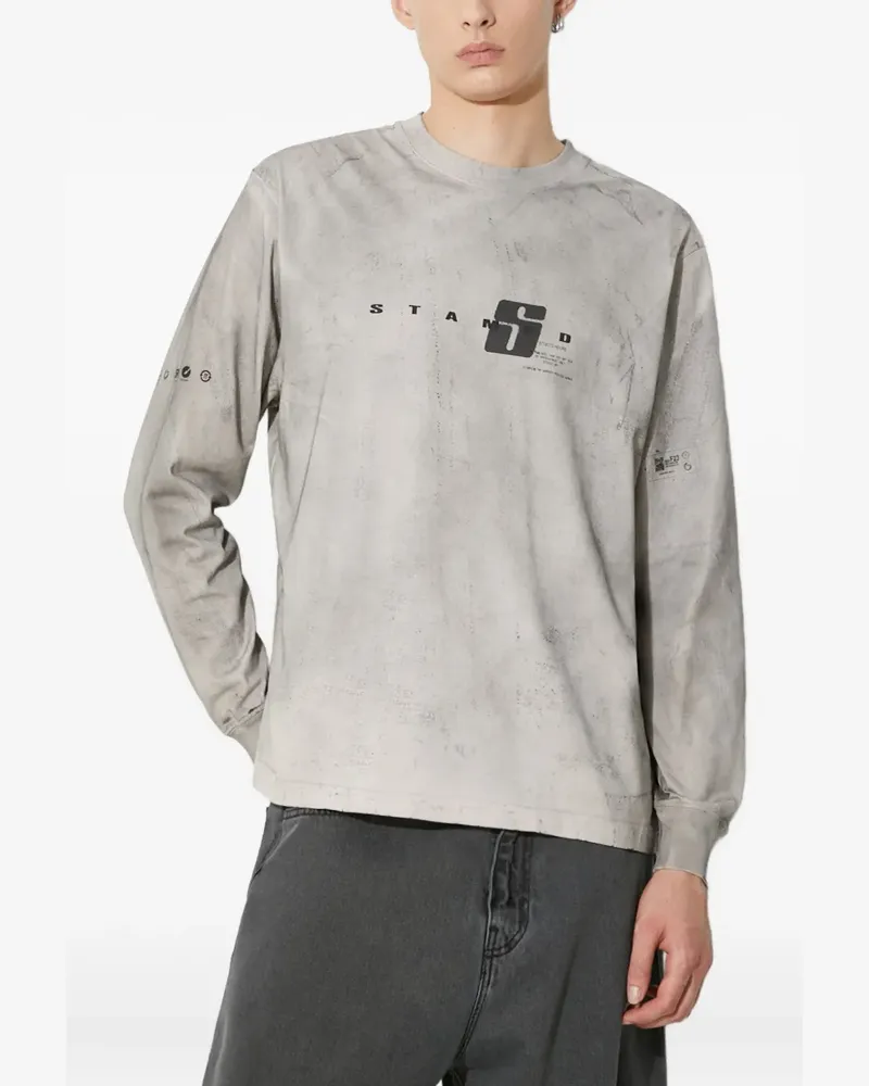 Stampd Langarmshirt mit grafischem Print - Grau Grau