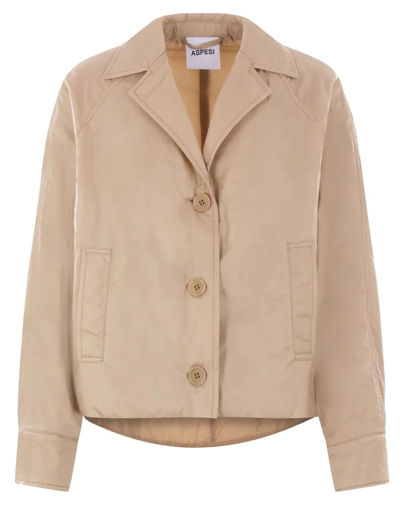 ASPESI Cropped-Jacke mit Rundhalsausschnitt - Nude Nude