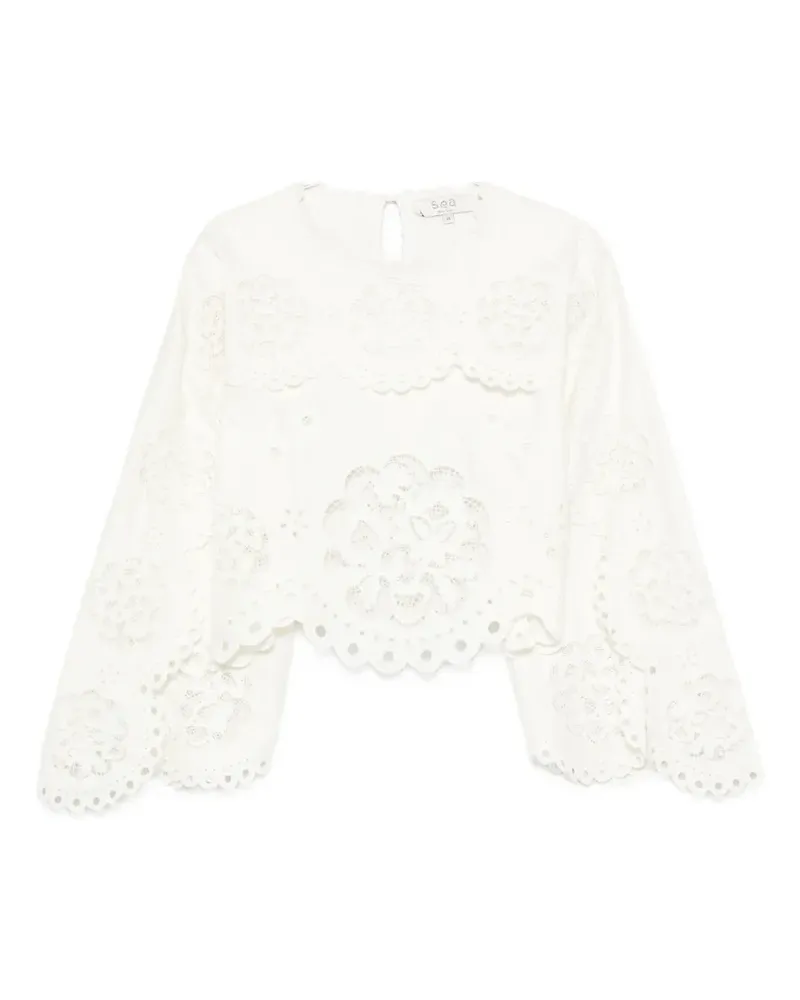Sea Gardener broderie-anglaise cape-sleeve top - Weiß Weiß
