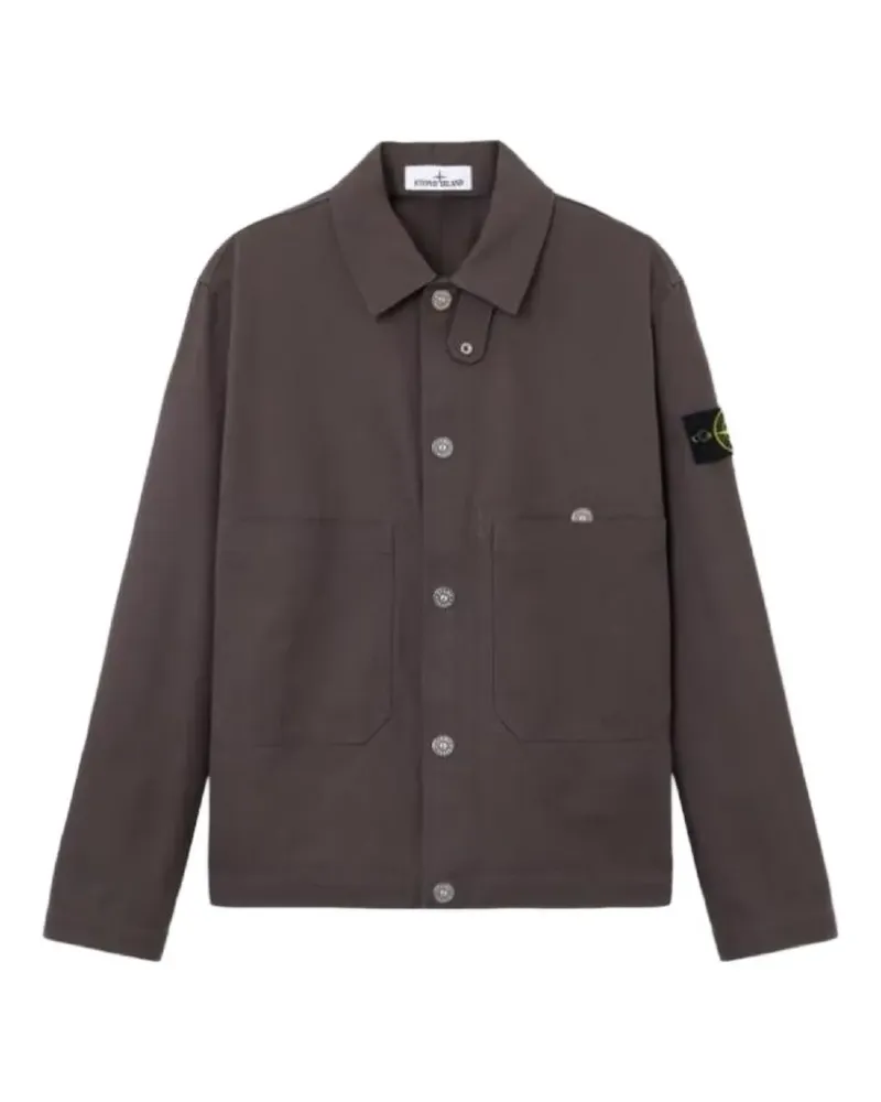 Stone Island logo-patch button-up jacket - Grau Grau