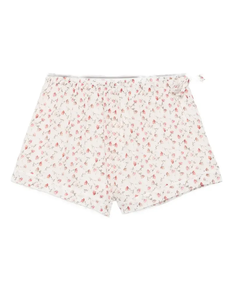 Posse Charlotte floral-print cotton mini shorts - Nude Nude