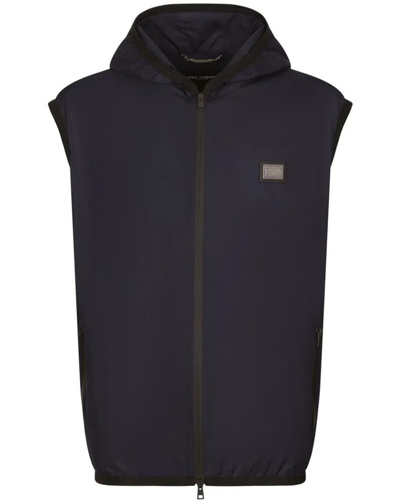 Dolce & Gabbana Kapuzenweste mit Logo-Schild - Blau Blau