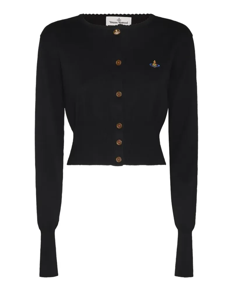 Vivienne Westwood Orb-embroidered scalloped-trim cardigan - Schwarz Schwarz