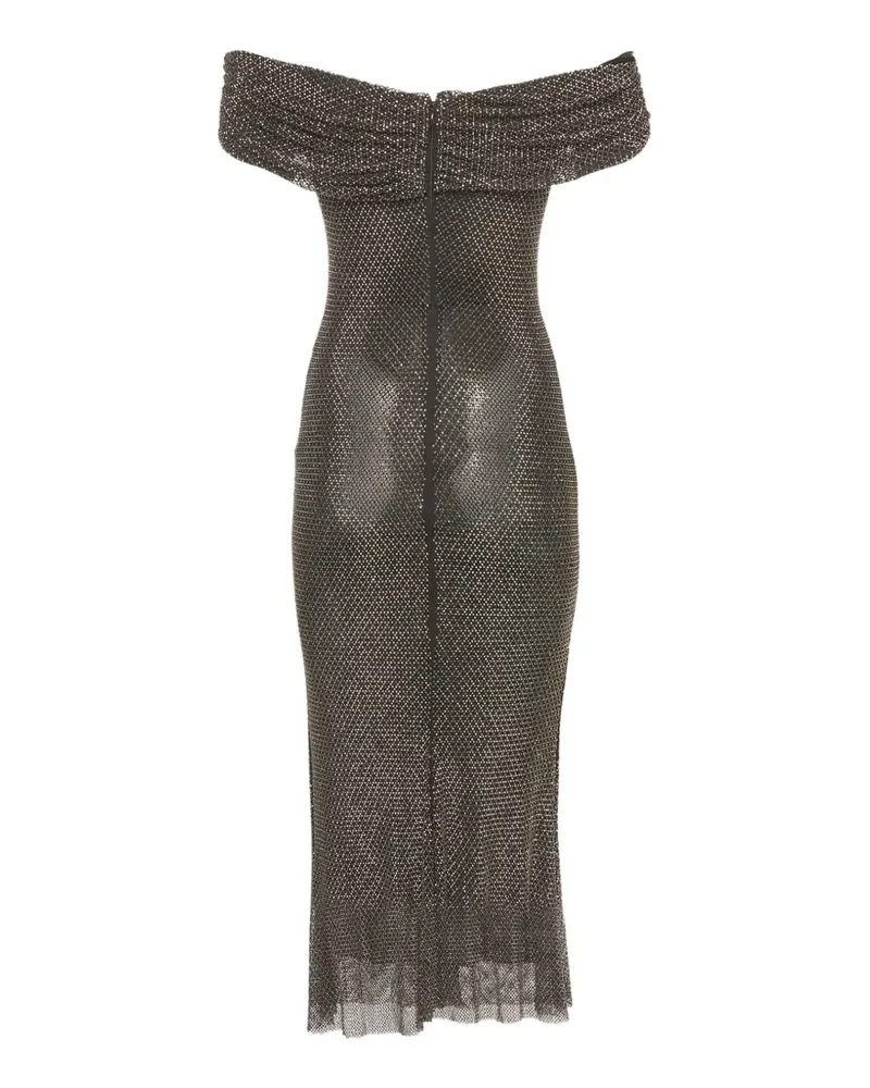 Self-Portrait diamante fishnet midi dress - Schwarz Schwarz