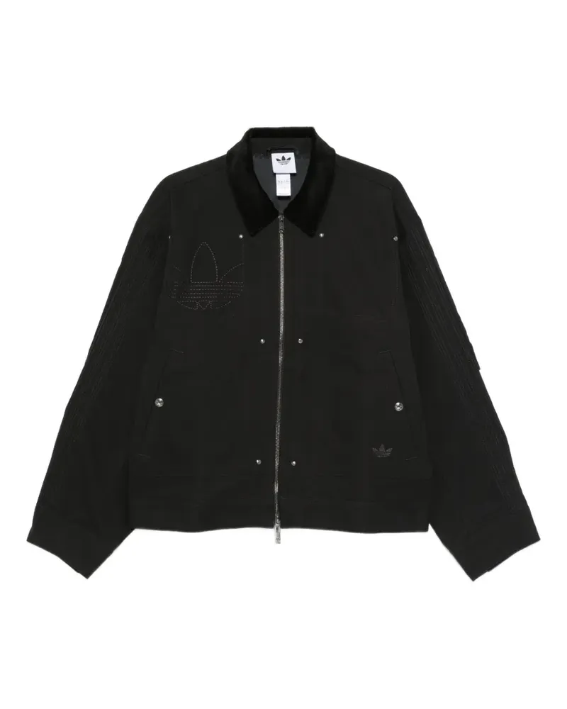 adidas Premium Essentials corduroy-collar logo-embroidered bomber jacket - Schwarz Schwarz