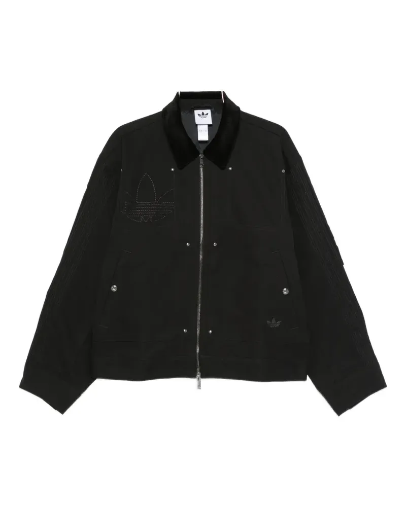 adidas Premium Essentials corduroy-collar logo-embroidered bomber jacket - Schwarz Schwarz
