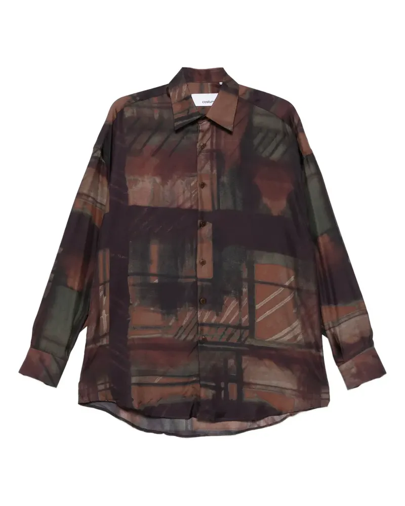 Costumein Hemd mit abstraktem Print - Braun Braun