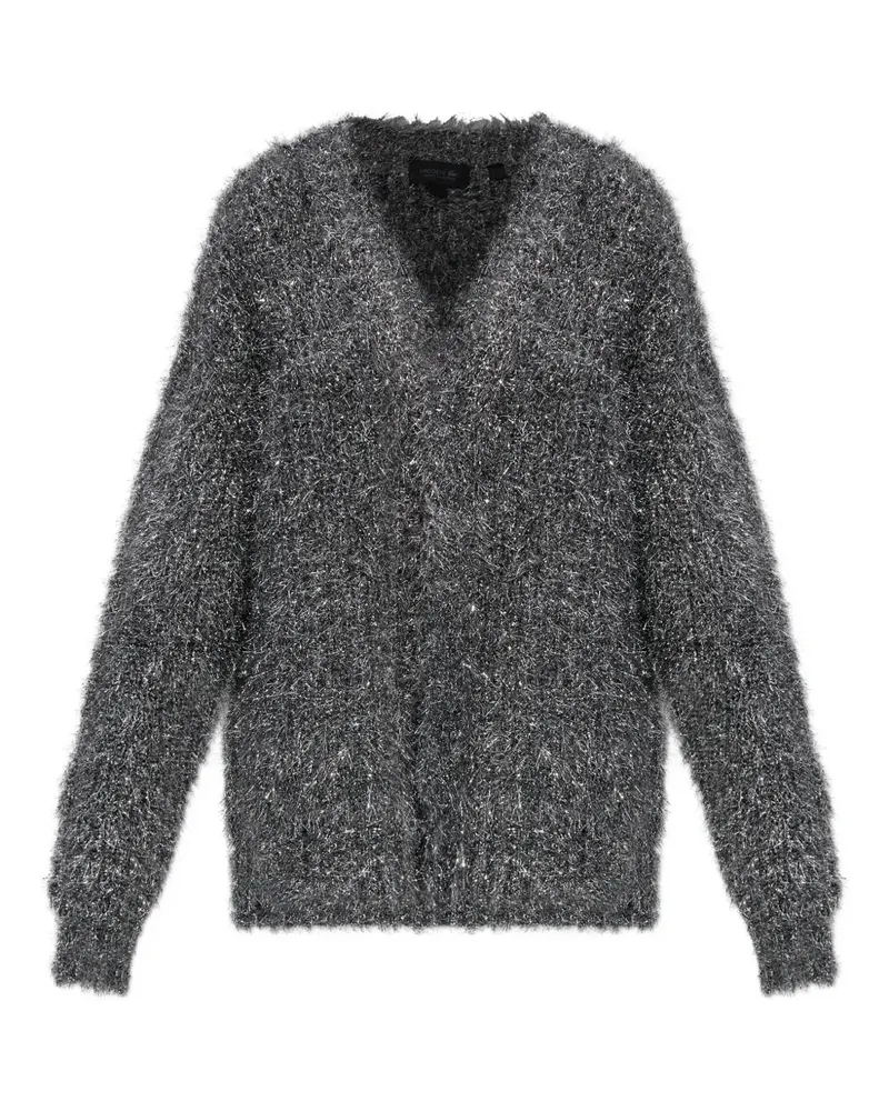 Lacoste V-neck lurex-knit cardigan - Grau Grau
