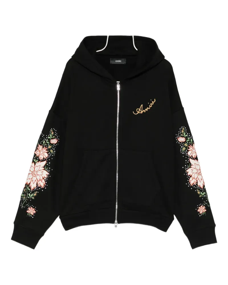 Amiri Kapuzenjacke mit Blumenstickerei - Schwarz Schwarz