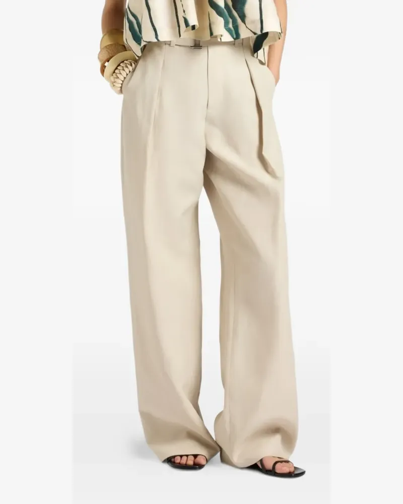 Liviana Conti belted pleated trousers - Nude Nude