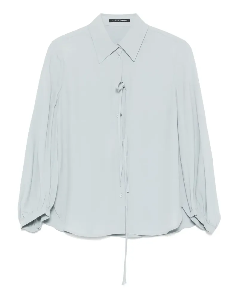 Luisa Cerano Bluse mit Schleifenkragen - Blau Blau