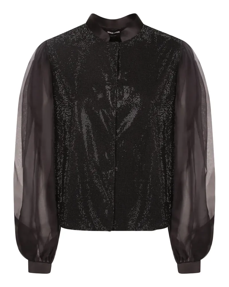 Giorgio Armani Bestickte Bluse mit Tüllärmeln - Schwarz Schwarz