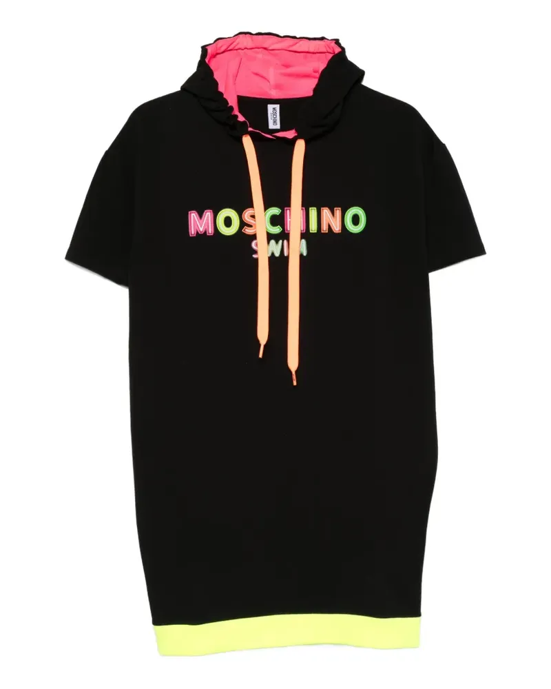 Moschino logo-print drawstring mini dress - Schwarz Schwarz