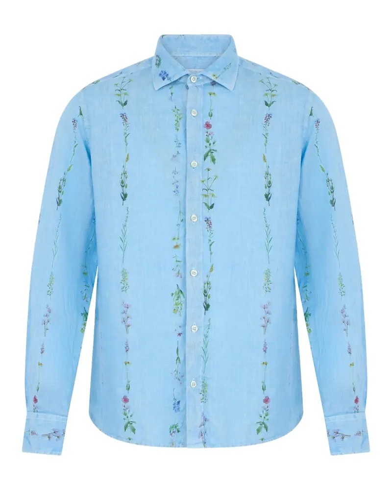 120% Lino floral-print shirt - Blau Blau