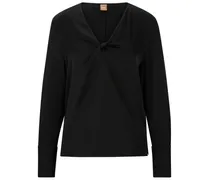 Seidenbluse mit Twist-Detail - Schwarz