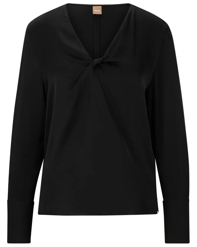 HUGO BOSS Seidenbluse mit Twist-Detail - Schwarz Schwarz