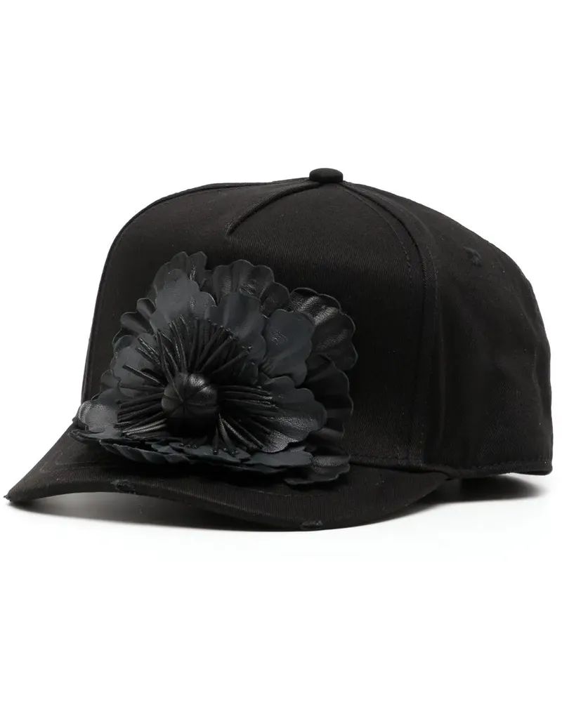 Dsquared2 Gothic Baseballkappe mit Blume - Schwarz Schwarz