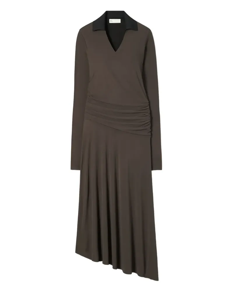 Tory Burch ruched asymmetric midi dress - Braun Braun