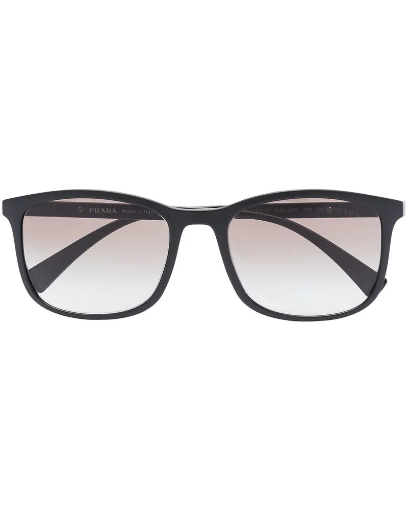 Prada Eckige Linea Rossa Sonnenbrille - Schwarz Schwarz