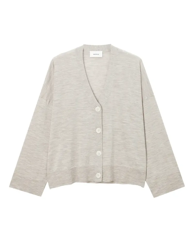 ENFÖLD Cardigan mit V-Ausschnitt - Grau Grau