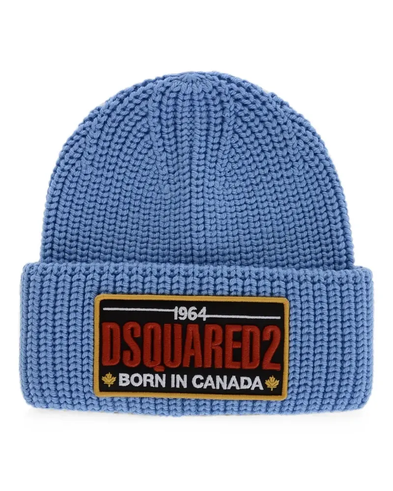 Dsquared2 wool beanie with Embroidered patch - Blau Blau