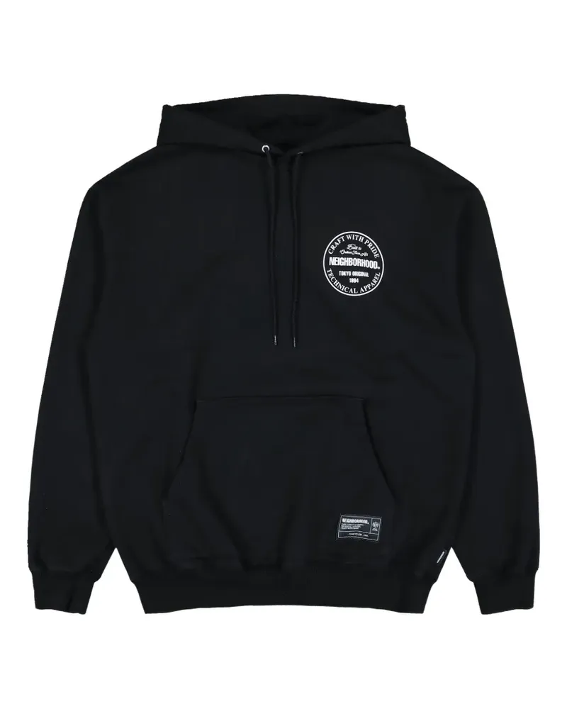 Neighborhood logo-print drawstring hoodie - Schwarz Schwarz