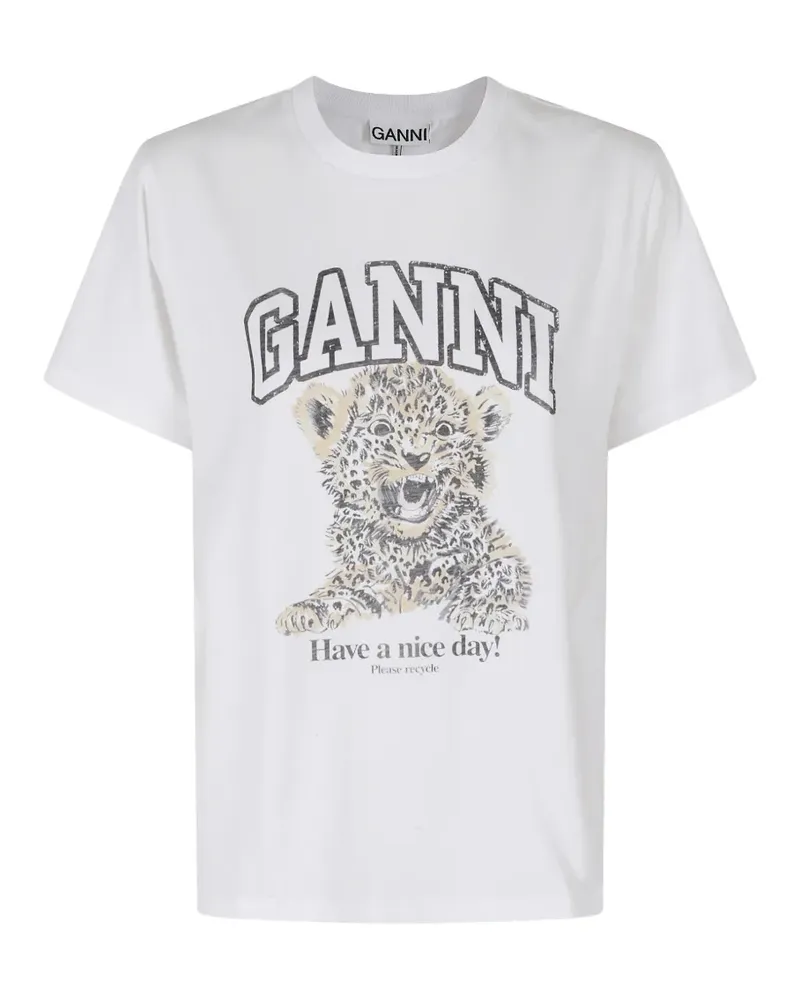 Ganni leopard-print T-shirt - Weiß Weiß