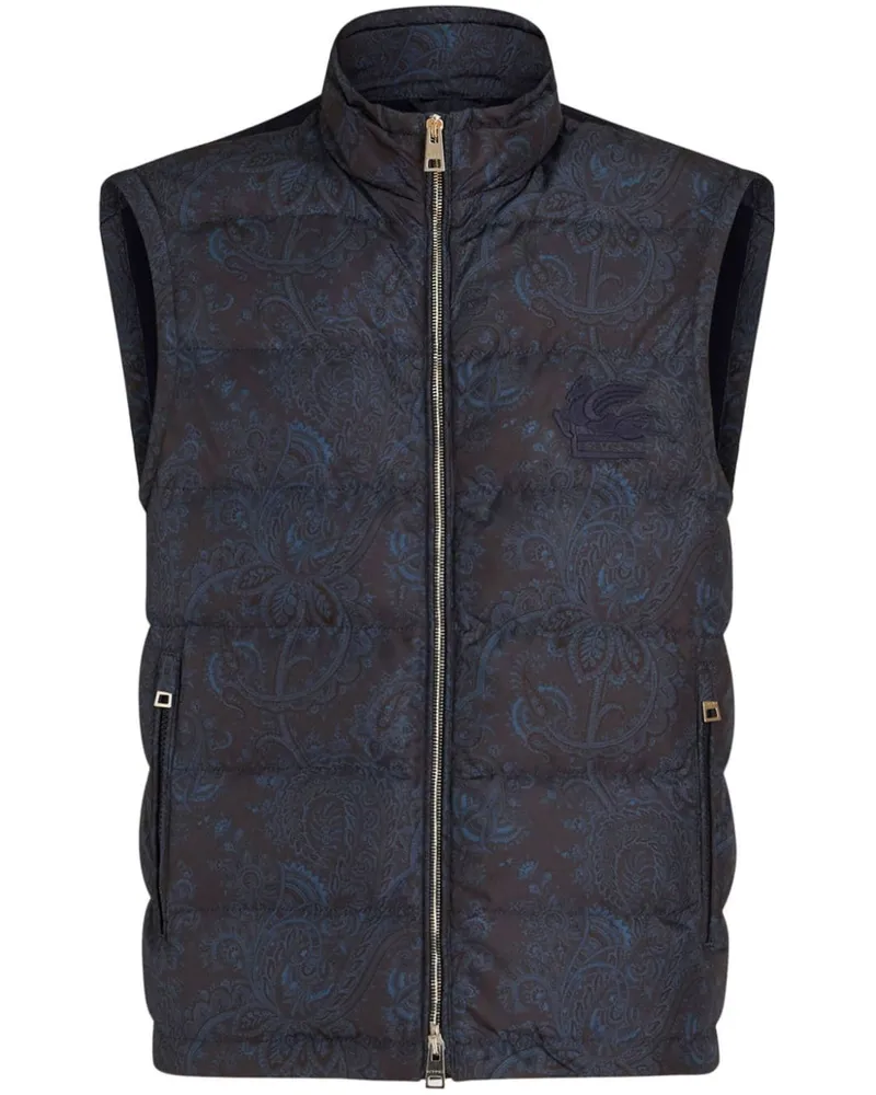 Etro Daunenweste mit Paisley-Print - Blau Blau