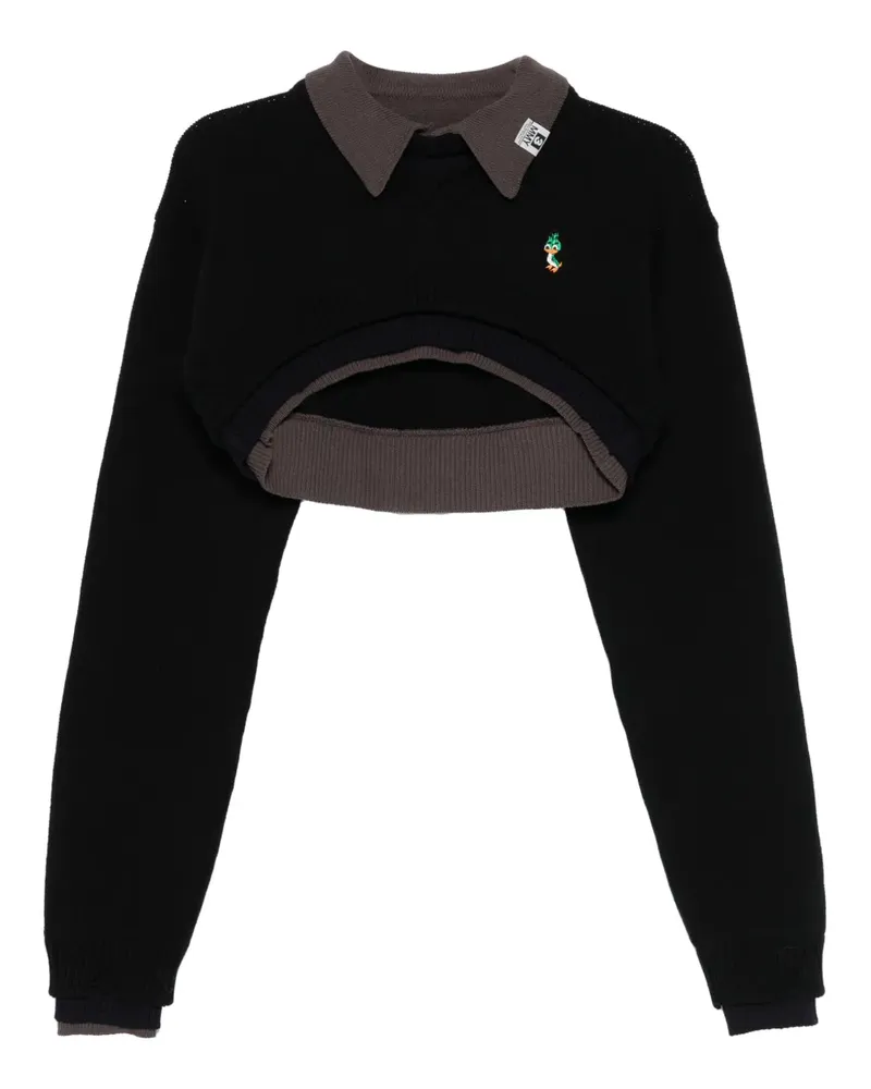 MIHARAYASUHIRO Cropped-Pullover im Layering-Look - Schwarz Schwarz