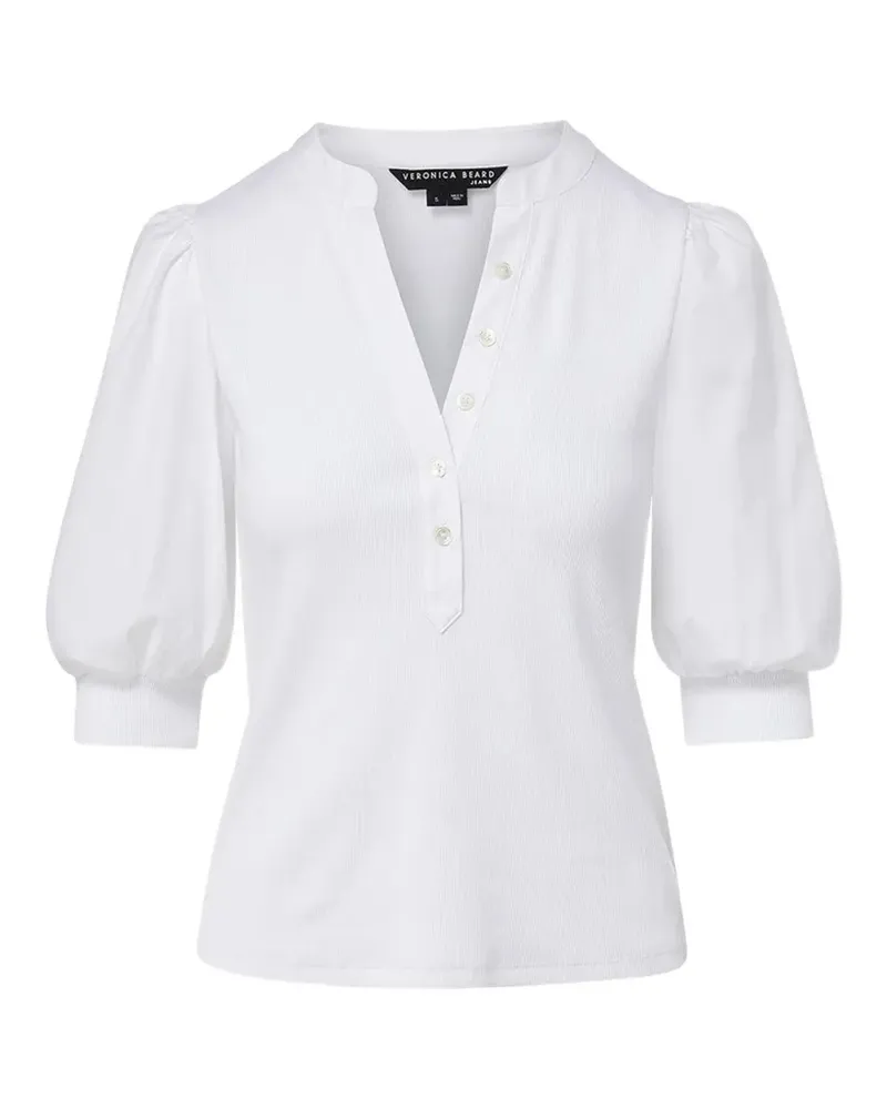 Veronica Beard Coralee balloon-sleeve V-neck top - Weiß Weiß