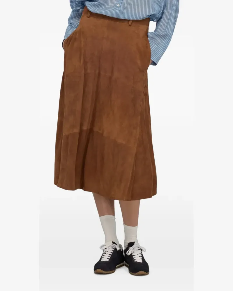 Semicouture Laurencia panelled suede midi skirt - Braun Braun