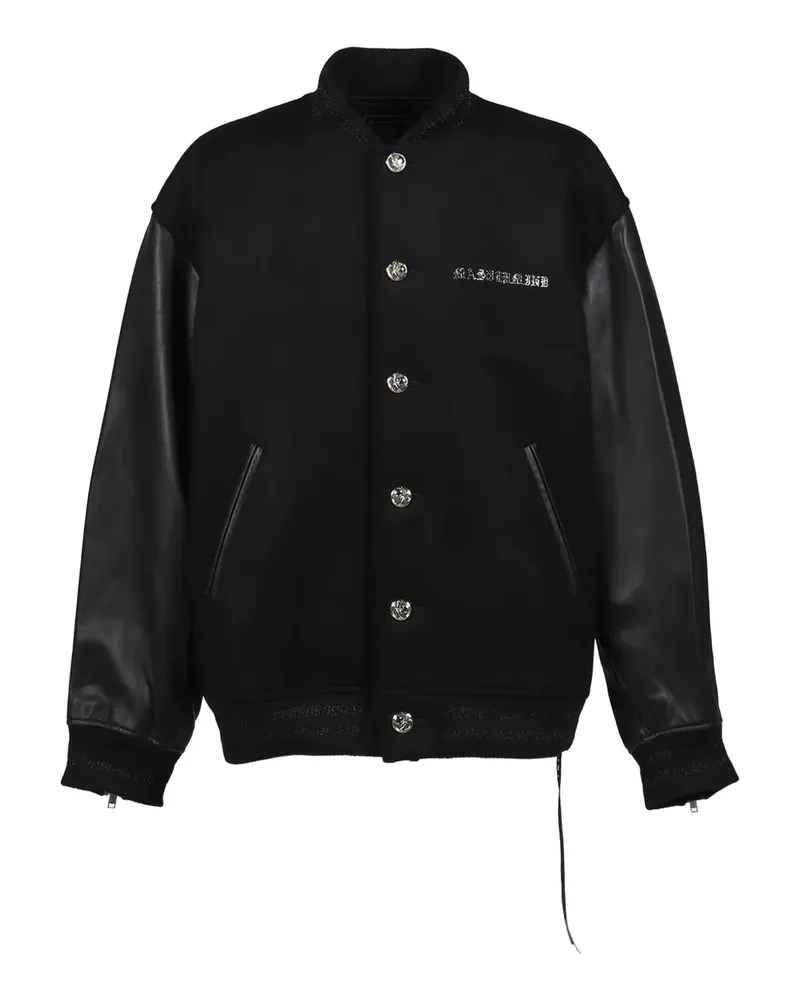 Mastermind World Lederjacke mit Totenkopfdetail - Schwarz Schwarz