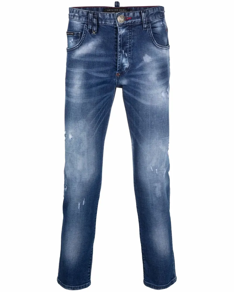Philipp Plein Skinny-Jeans im Distressed-Look - Blau Blau