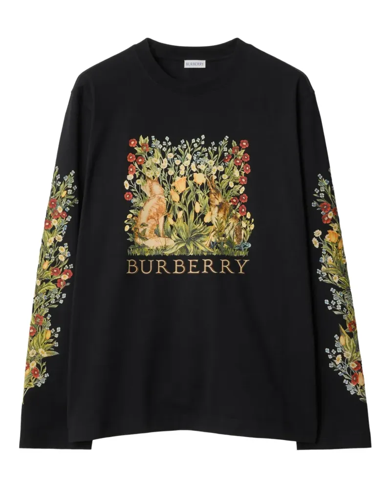 Burberry Langarmshirt mit Wald-Print - Schwarz Schwarz
