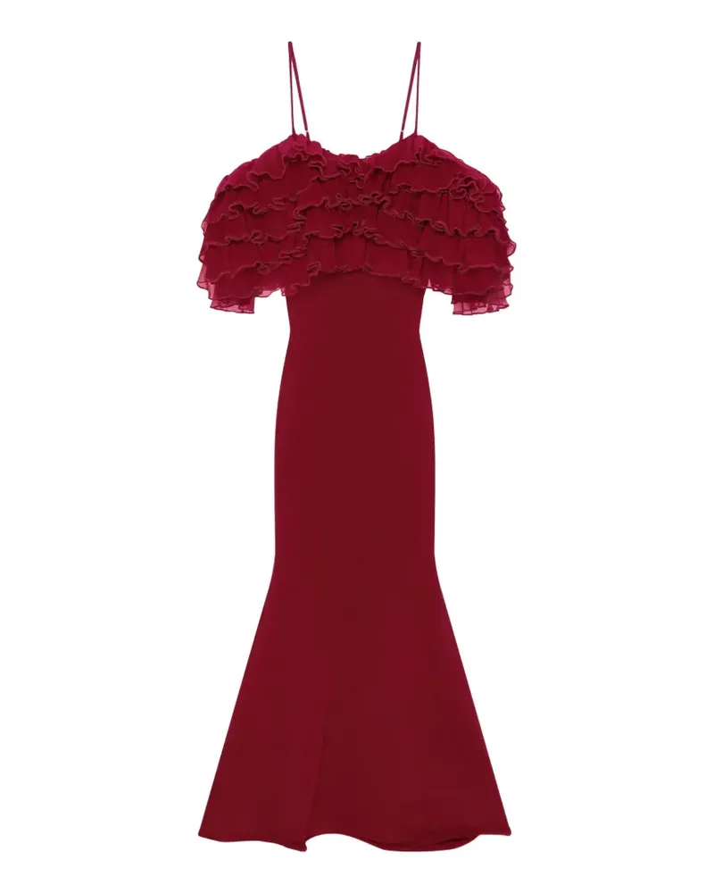 Givenchy Langes Strickkleid mit Rüschen - Rot Rot