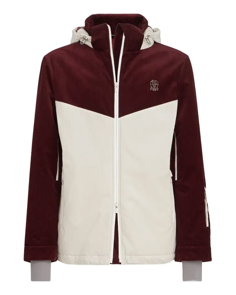 Brunello Cucinelli Gebondete Mountain Kapuzenjacke aus Cord mit Thermore®-Polsterung und Logo - Nude Nude