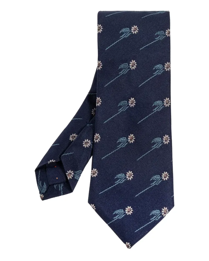 Paul Smith Krawatte mit Blumenstickerei - Blau Blau