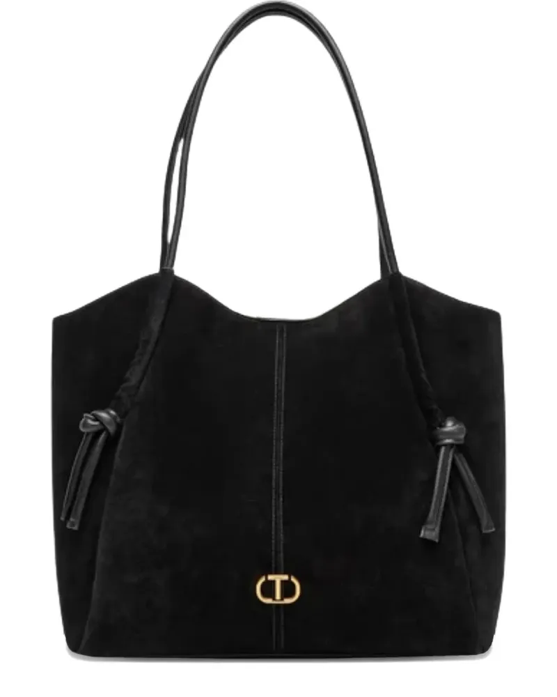 Twin-Set knot suede tote bag - Schwarz Schwarz